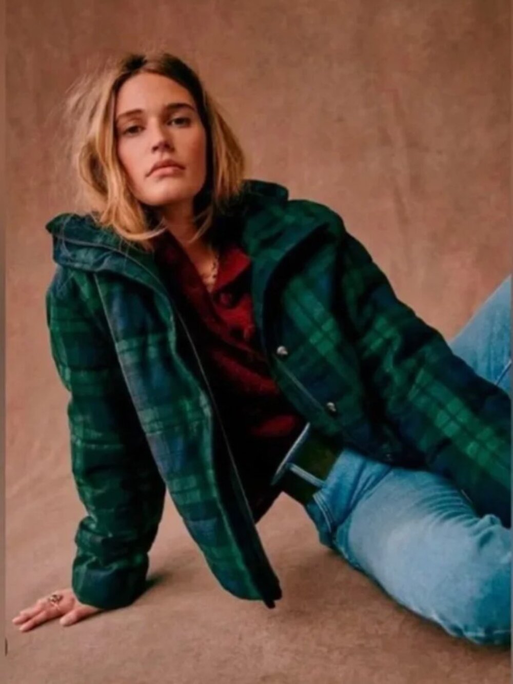 Sezane plaid wool blend Java Puffer Coat - Picture 5 of 8